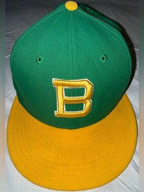 New Era Green & Yellow Baseball Cap with Embroidered 'B' size 7 1/4